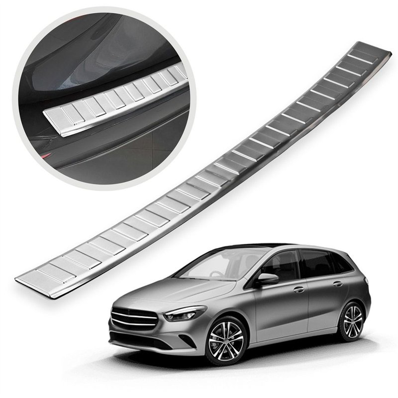 Rear bumper trim for Mercedes B-Class (W247) 2019- | Silver steel Brushed