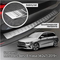 Rear bumper trim for Mercedes B-Class (W247) 2019- | Silver steel Brushed