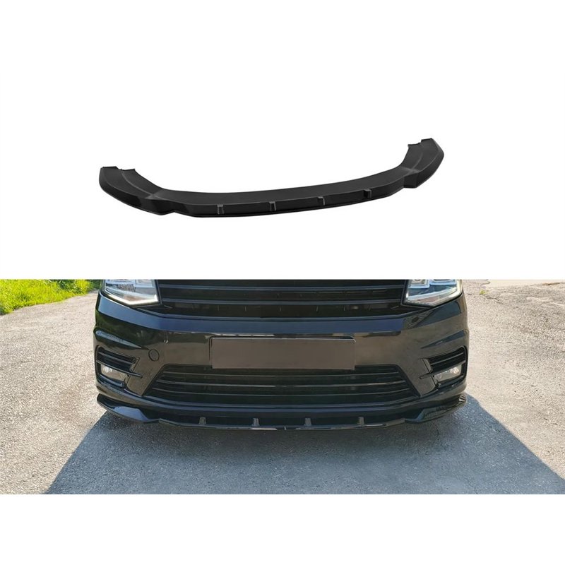 Front splitter for Volkswagen VW Caddy IV (SA | DU) 2015-2020 Black ABS