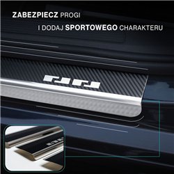 Listwy progowe przednie Fiat Panda Hatchback III 2012-2025 Czarny Srebrny s