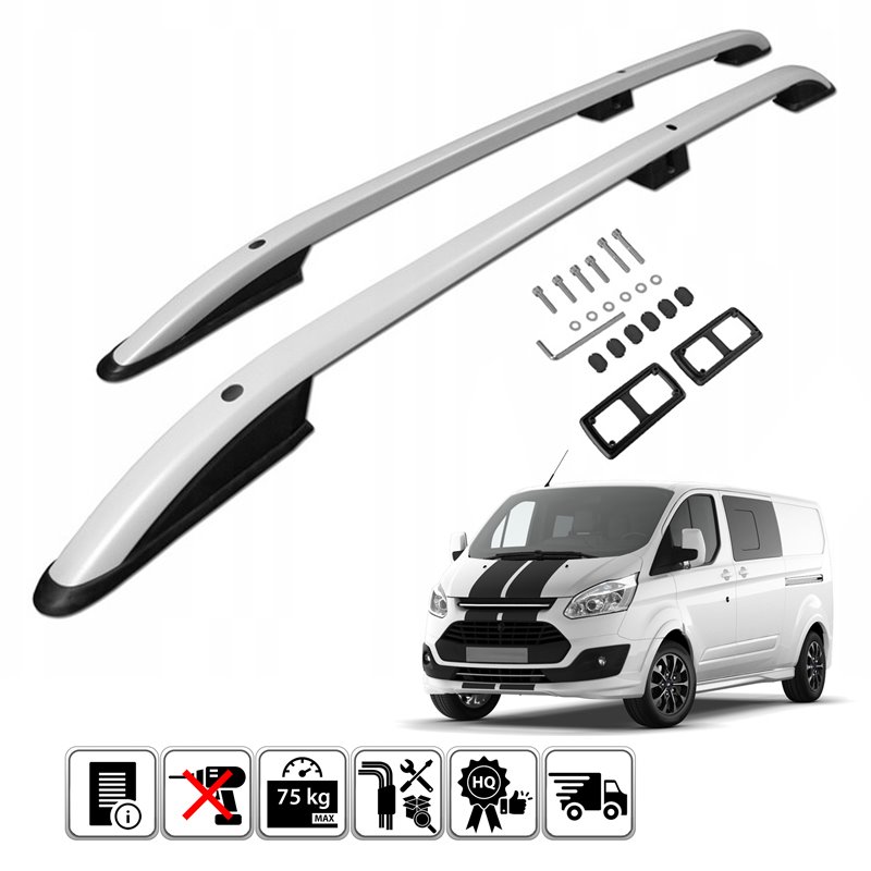 Roof rails for Ford Transit Custom I (V362) 2012-2023 Short L1H1 Silver