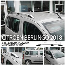 Relingi dachowe do Citroen Berlingo 2018- L2 Długi Srebrne