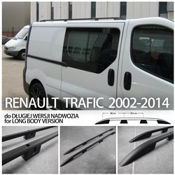 Relingi dachowe do Renault Trafic 2003-2014 L2 Długi Czarne
