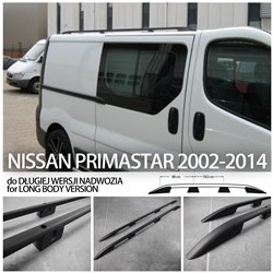 Relingi dachowe do  Nissan Primastar 2003-2014 L2 Długi Czarne