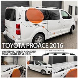 Relingi dachowe do Toyota Proace 2016- L2 Medium Srebrne