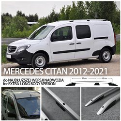 Relingi dachowe do Mercedes Citan 2012-2019 Extra Long Srebrne