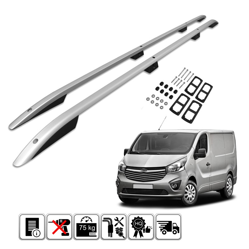 Relingi Dachowe Opel Vivaro B X82 2014 2019 L2 Srebrne Chromemaster Relingi Dachowe Opel Vivaro B X82 2014 2019 L2 Srebrne Chromemaster