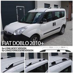 Relingi dachowe do Fiat Doblo 2010- L2 Długi Srebrne