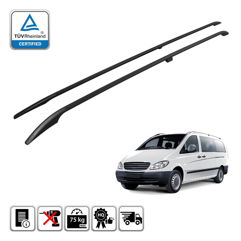 Roof rails for Mercedes Vito W639 Extra long Black