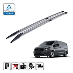 Roof rails for Mercedes Vito W447 2014+ Extra-Long L3 silver/glossy