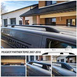Relingi dachowe do Peugeot Partner II (B9) 2008-2018 Standard L1 Czarne